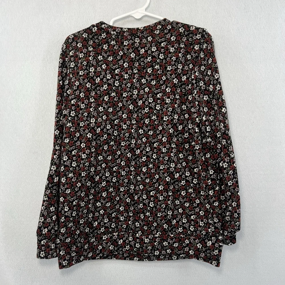 Kids Long Sleeve Pheasant Shirt Front Frills Floral Red Black Girls Size Large 8